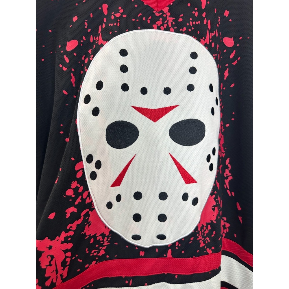 Friday the 13th Jason Voorhees Hockey Jersey Black Red Large 13 Horror Movie - Picture 5 of 10